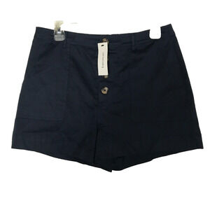 Francescas Mi Ami Women's Button UP Navy Shorts Pockets 100%Cotton M